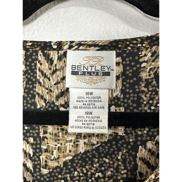 TR Bentley Plus Women’s Brown Black Beige Short Sleeve Button Up Top Size 18W - Picture 5 of 5